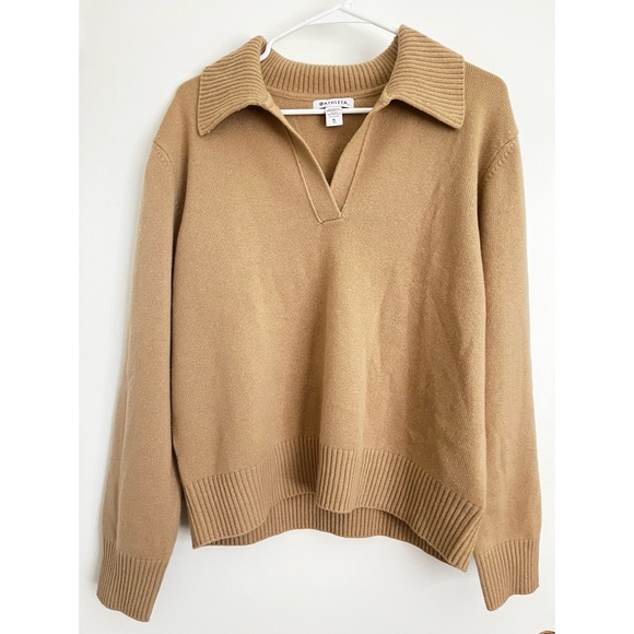 NWT Athleta Alpine Collar Cashmere and Wool Blend Sweater in Dune Size XL - Picture 5 of 9